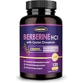 ZEBORA Berberine HCl Supplement 1200mg with Ceylon Cinnamon, 120 Capsules | with ALA &amp; Capric Acid for Antioxidant, Digestive and Immune Supports, Non-GMO