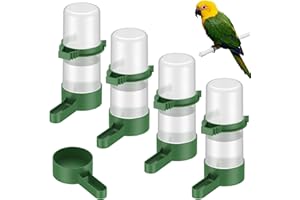Pawfly 4 Pcs Bird Water Dispenser, Automatic Bird Water Feeder, Plastic Bird Cage Water Dispenser, Green Quail Waterer for Pa