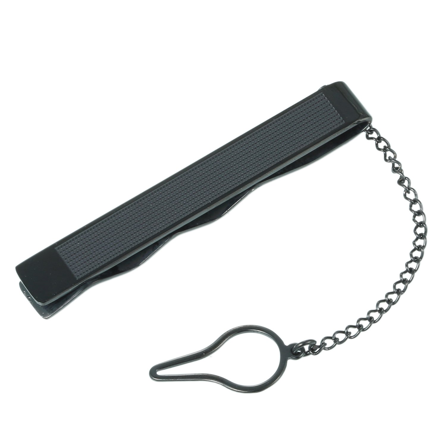 DonDon Men's Tie Clip Tie Pin Stainless Steel Black Patterned