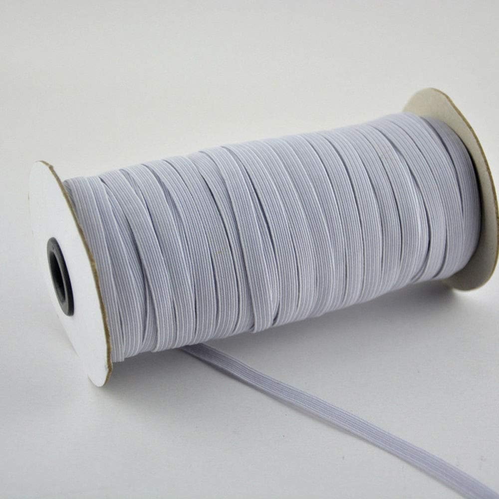 White Braided Elastic Cord 120 Yards Length 1/8" Width Elastic Band Elastic Rope Heavy Stretch Knit Elastic Spool (3mm)