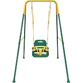 Multifunctional Toddler Swing, Foldable Baby Swing Outdoor &amp; Indoor Use | Easily Installable and Storable Swing Sets for Backyard（Green）