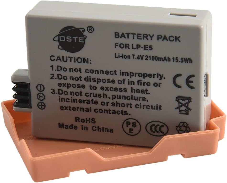 DSTE Battery Charger, 2x LP-E5 Replacement, 8.4V 2100mAh Li-ion, Dual USB Charger with LCD Display - Image 4