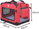 HugglePets Foldable Fabric Pet Crate Carrier Red Medium 60x42cm view 9