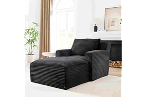 VEPXXP 65.4" Chaise Lounge Chair Indoor, Oversized Boneless Chaise Lounge Comfy Sleeper Sofa Bed with 3 Pillows, Corduroy Cloud Reading Chair for Living Room No Assembly Required