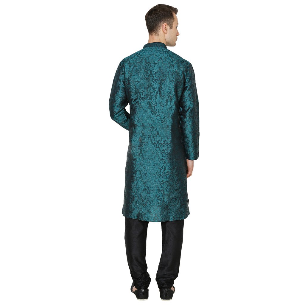 royal kurta men's jacquard silk printed kurta churidar
