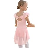 MdnMd Ballet Leotards with Skirt Toddler Girls Dance Ballerina Outfit Dresses Short Sleeve