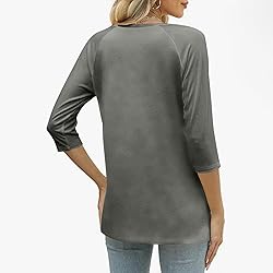 3/4 Length Sleeve Womens Tops Dressy Trendy Button