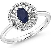 Gem Stone King 925 Sterling Silver Blue Sapphire Ring For Women (1.04 Cttw, Oval 6X4MM, Gemstone September Birthstone)