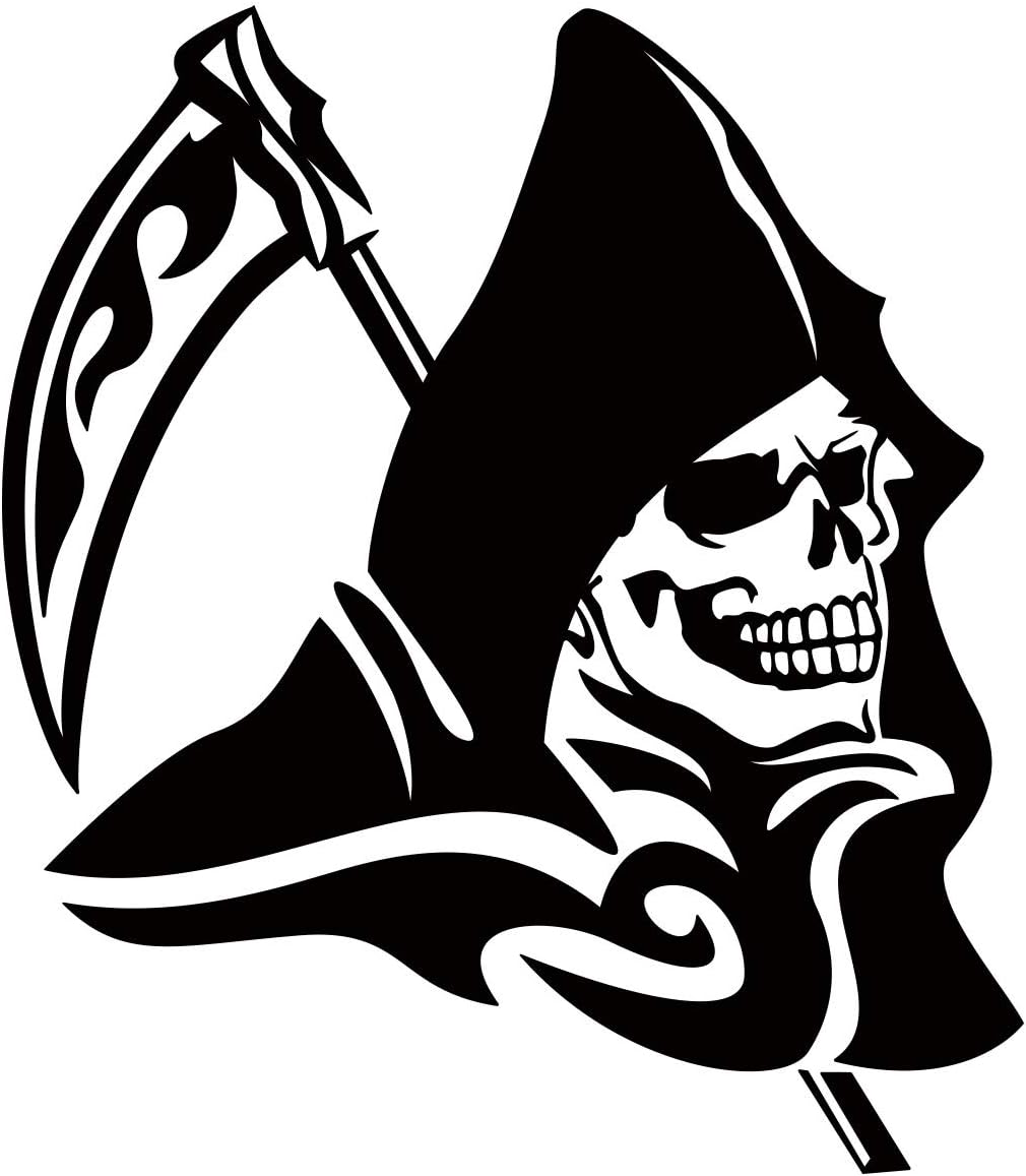 Amazon カッティングステッカー スカル ドクロ 死神 トライバル 2 右 160mmx140mm ブラック 黒 ステッカー デカール 車 バイク