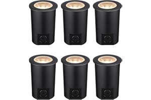 LEONLITE 7W Well Lights Landscape LED In Ground, 720LM 12-24V AC/DC Low Voltage, CRI90 IP67 ETL Listed Inground Well Lights Outdoor, Black Aluminum Housing, Embedded Parts Included, 3000K, Pack of 6