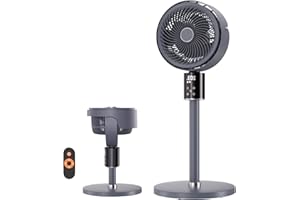 FECULS OFFICIAL 100ft CirculAir Oscillating Standing Fan for Bedroom, Quiet Pedestal Floor Fan with 17"-37.8" Adjustable Height, AC Motor, Ultra Quiet 36-50dB, Touch & Remote Control, 3 Speeds, 12H Timer