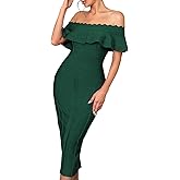 Off Shoulder Bandage Dresses for Women Wedding Guest Party Midi Formal Gowns Evening Dress