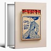 Cool It Cowboy Matchbook Print Coastal Cowgirl Canvas Wall Art Trendy Western Decor Millennial Granddaughter Decor Toile Chin