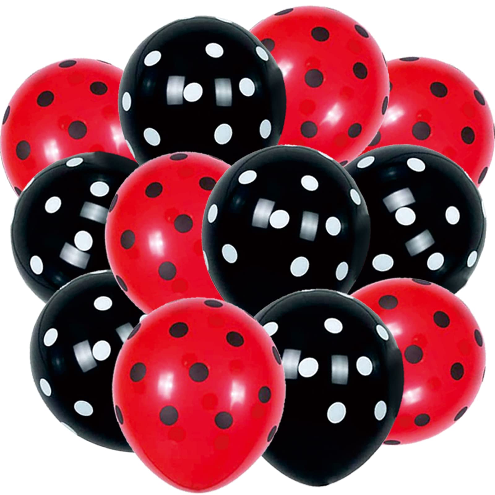 G-LOVELY'S 50 PCS Ladybug Balloons Red Polka Dot Latex Balloons Ladybug Themed Party Decorations Supplies Black Balloons Birthday Party Decoration Supplies