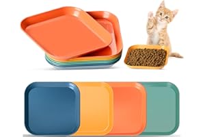 HMDZMR 8Pcs Whisker Fatigue Free Cat Bowls, 6 inch Cat Food Bowl, Unbreakable Wheat Straw Cat Dishes, Environment Friendly Pet Feeding Plate