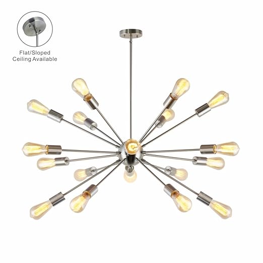 Vinluz Sputnik Chandelier Brushed Nickel 18 Lights Modern Pendant
