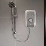 Triton Perea Electric Shower 9.5kW White Brushed Steel Opal 3 Aquasurge Rosato view 2