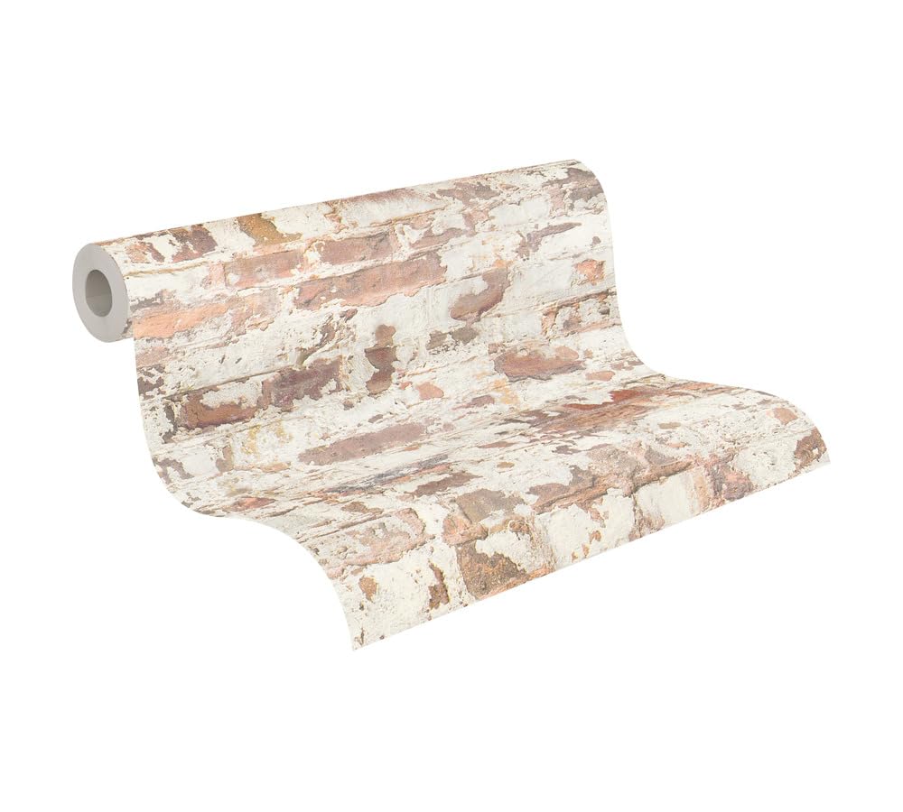 Livingwalls Brick Wallpaper Elements A.S. Création Non-Woven 10.05 m x 0.53 m Orange White Red Made in Germany 369291 36929-1