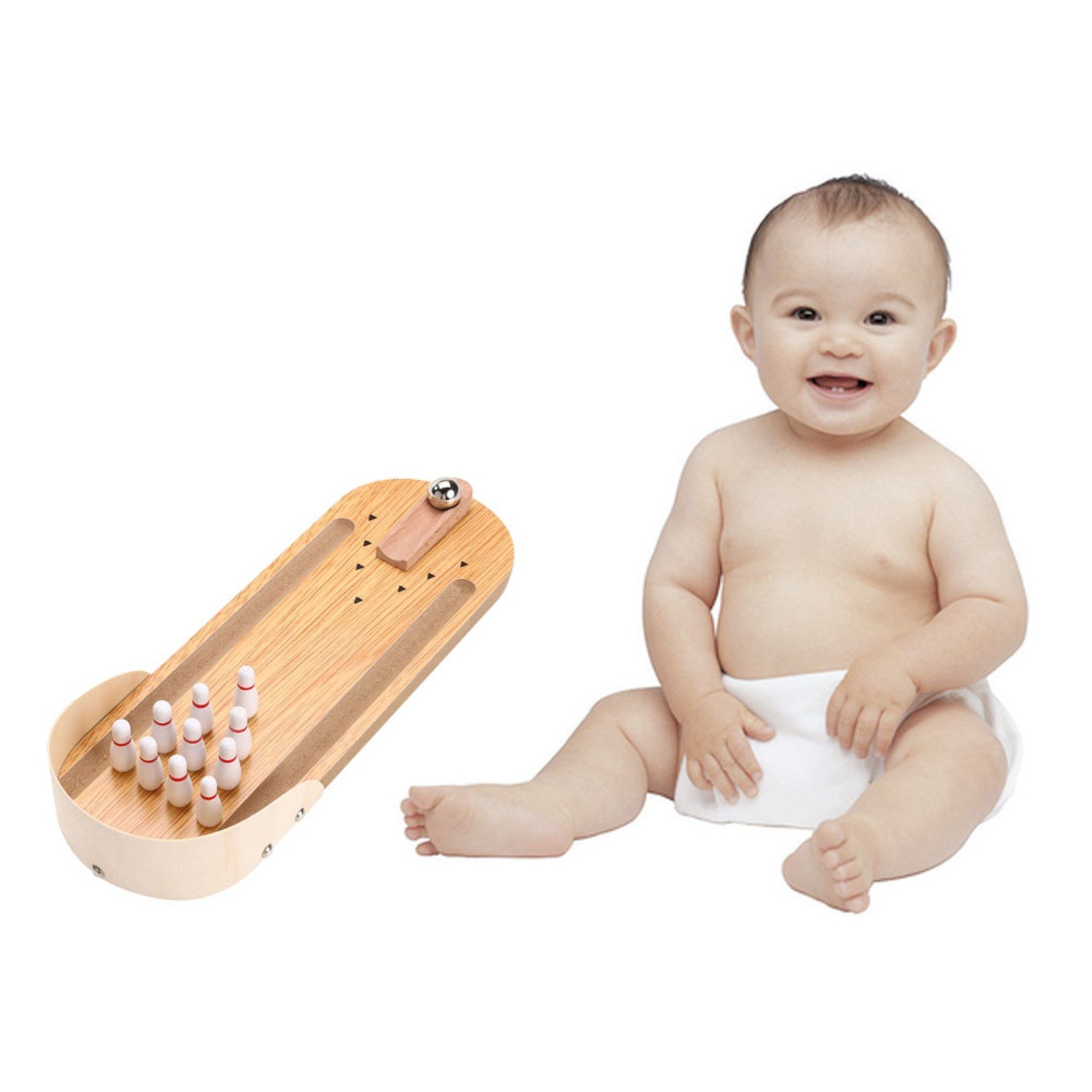 Mini Wooden Desktop Bowling Game Kids Children Developmental Toy