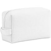 DYSHAYEN Waffle Makeup Pouch Bag, Small Travel Cosmetic Bag, Gifts for Women Bridesmaid,Wedding,Christmas (White)