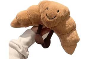 EASELR WeightedPlush 9" Croissant Plush Cute Smile Croissant Bread Pillow Stuffed Animals Funny Soft Food Plushies Toy for Gifts for Kids Birthday