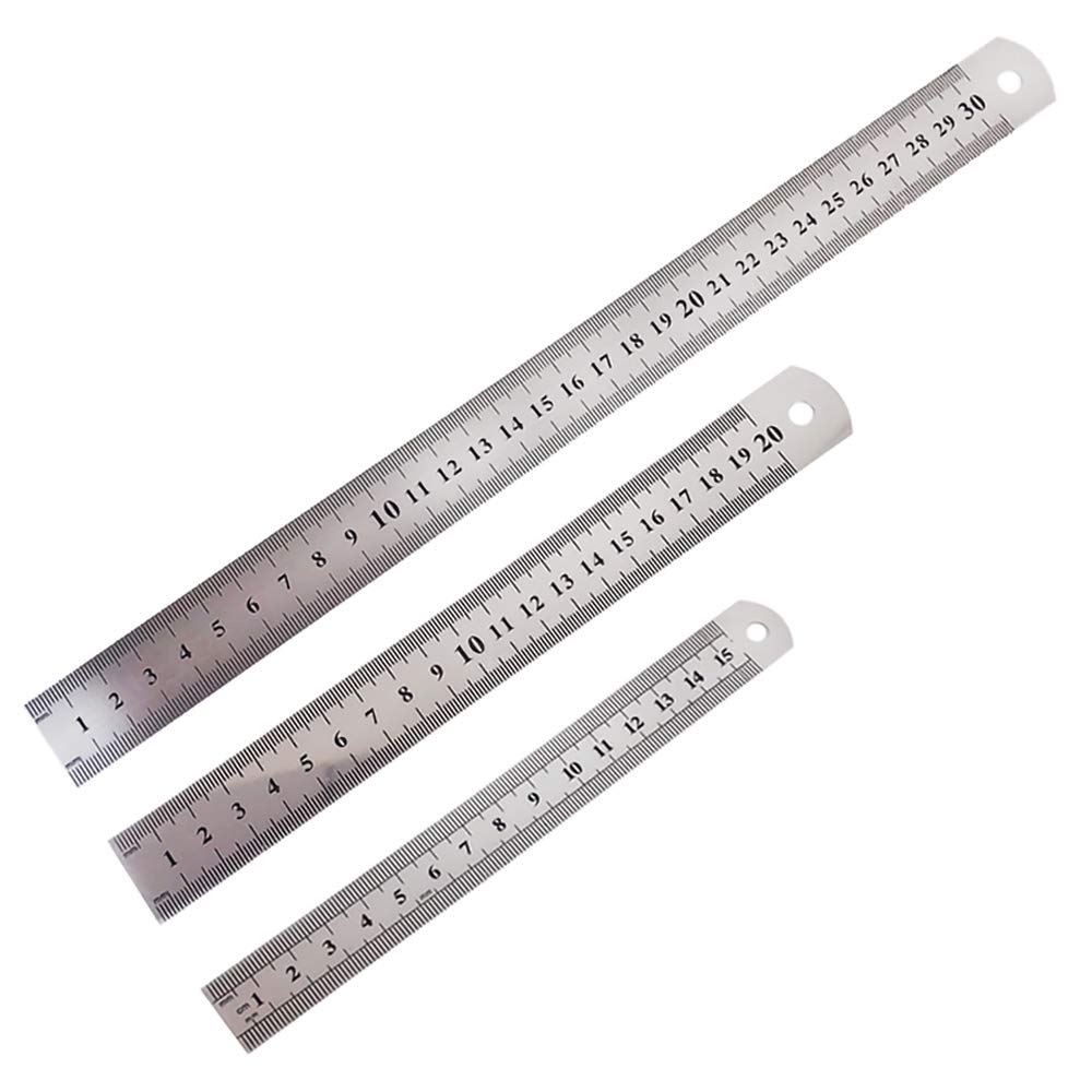 Stainless Steel Ruler, Metal Rule Precision Rule Kit Straight Edge Measuring Tool Including 12 Inch,8 Inch and 6 Inch Ruler,Metal Rulers Kit for Office Engineering Drawings