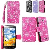 Cellularvilla Wallet Case for BLU Studio 5.0 D530 Pink Glitter Pu Leather Wallet Card Flip Open Pocket Case Cover Pouch