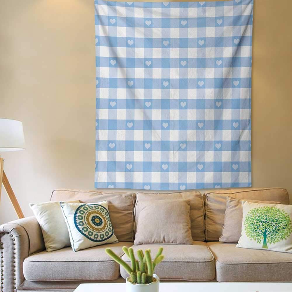 Checkeredbedroom Tapestrygingham Motif With Cute Little Hearts