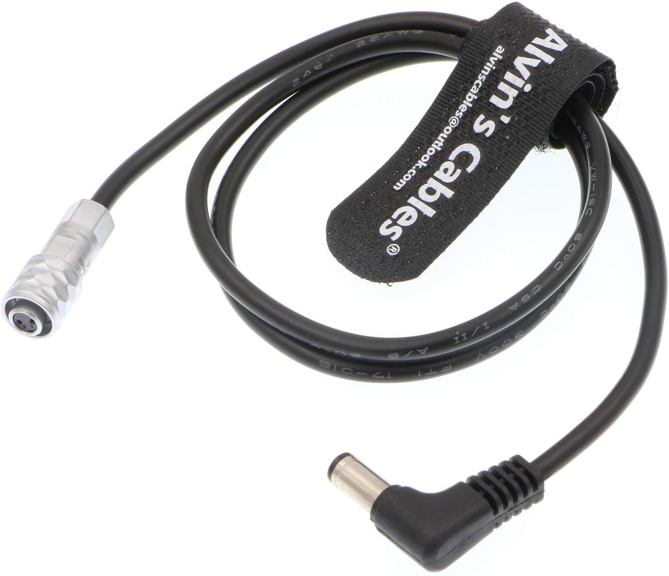 Alvin's Cables BMPCC4K Power Cable for BMPCC 4K Blackmagic Pocket Cinema Camera 4k 60CM, Angled DC Straight Cable, Angled 60CM