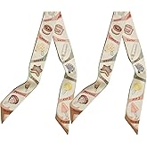 COtheSumay 100% Mulberry Silk Scarf for Handbags & Purses, 2Pcs 2''x35'' Hair Ribbon Skinny Neck Scarves for Women