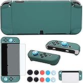 COMCOOL Dockable Case for Nintendo Switch Oled - [9 FT Military Grade Drop Protection] [with Tempered Glass Screen Protector Thumb Grips] Cute Protective Cover for Nintendo Switch Oled - MidGreen