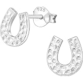 Hammered Horseshoe 925 Sterling Silver Stud Earrings, Very Tiny Minimalist Jewelry