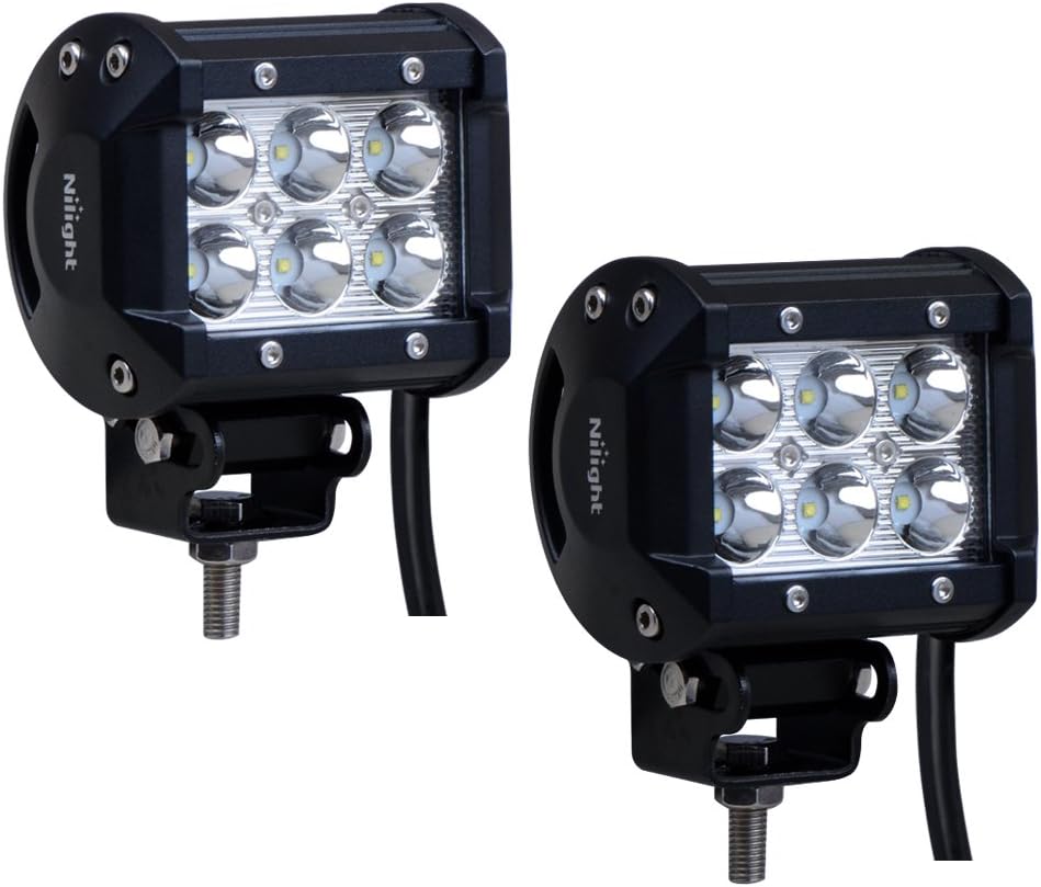 SHANREN 2Pcs 4" 18W CREE LED Work Light bar Spot beam 30 degree waterproof for Off-road Truck Car ATV SUV Jeep Boat 4WD ATV Auxiliary Driving Lamp