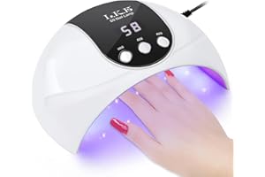 WISDOMPARK UV Light for Gel Nails, 54W UV LED Nail Lamp with 3 Timer Settings & Auto Sensor LCD Screen, Professional Nail Dryer for Gel Polish, Fast Curing Nail Lamp Gift for Women and Girls (Black and White)