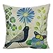 All Smiles Outdoor Patio Throw Pillow Covers Birds Décor Vintage Spring Decorative Cushion Cases Decoration Flower Pillowcase 18x18 Set of 4