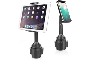 APPS2Car Tablet Holder for Car, Cup Holder Mount with Adjustable Clamp (Up to 8.3"), 10.57" Height Adjustable iPad Holder for 4.3"-11" Cell Phones & Tablets, Perfect Travel Companion