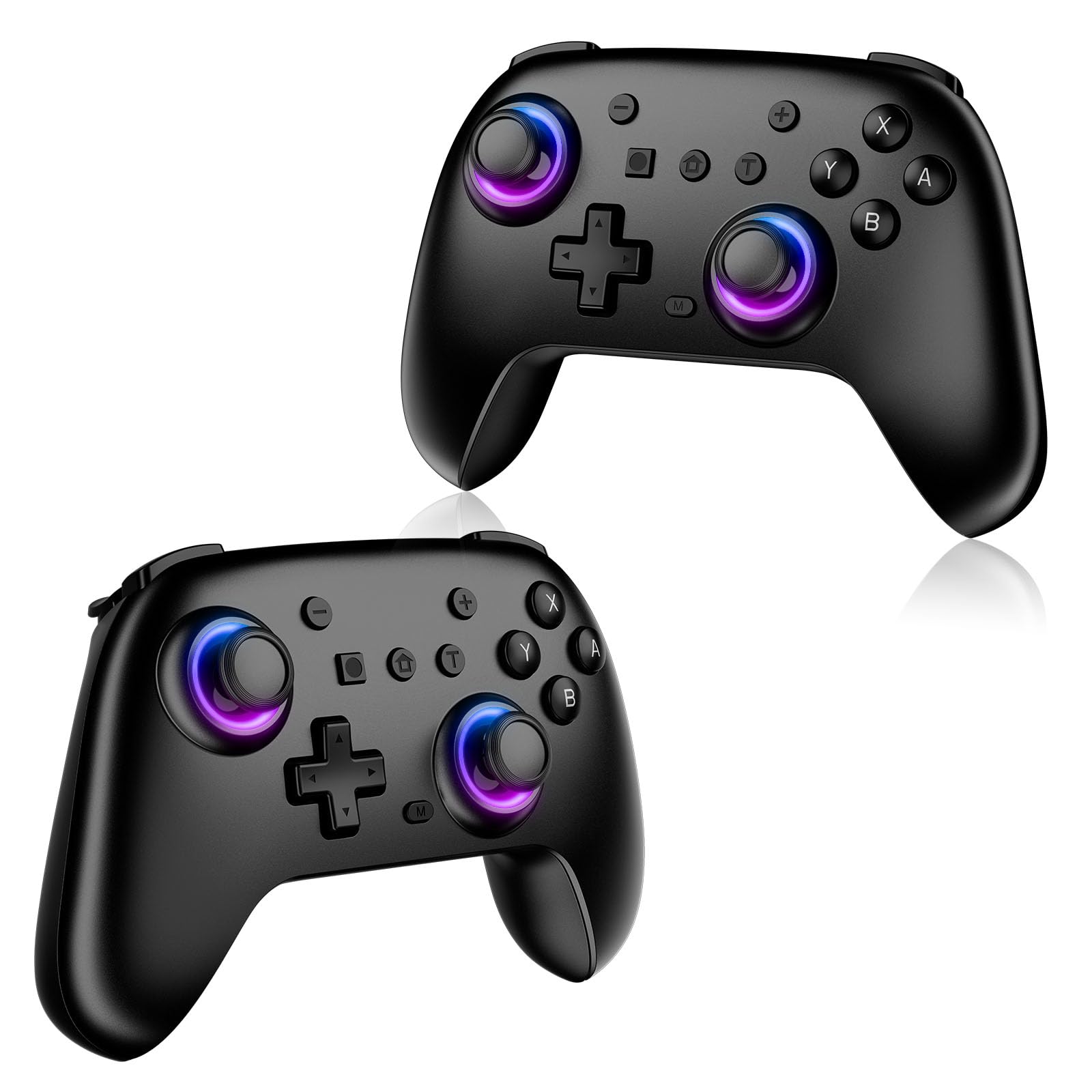 JORREP RGB Switch Controllers 2 Pack, Wireless Switch Pro Controller for Switch 2/Switch/Lite/OLED, Game Controller with Hall Effect Joysticks/Motion Sensor/Dual Vibration/Wakeup/Charging Cable