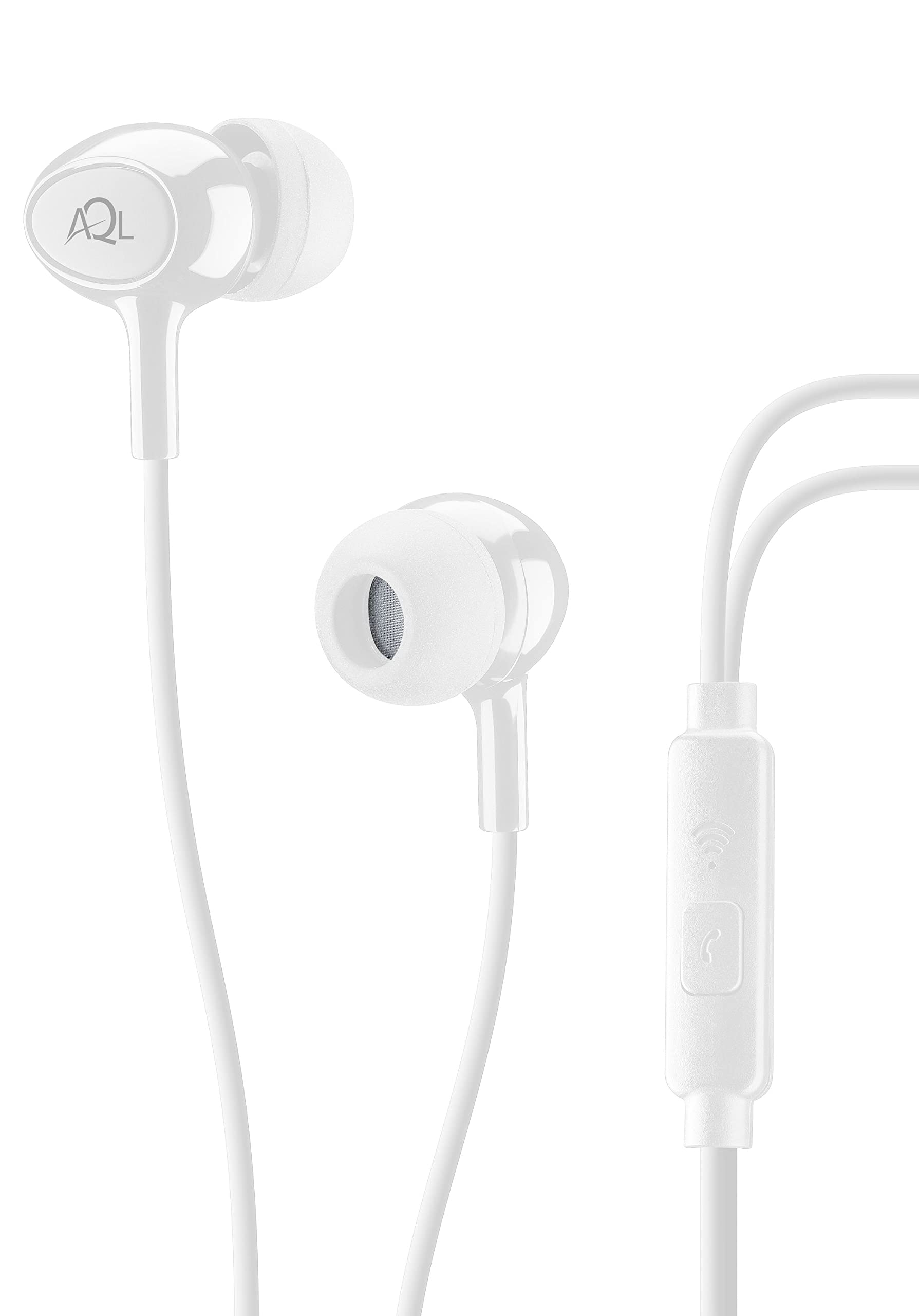 cellularline AQL Acoustic Wired Headphones with Microphone and Integrated Answer Button for Smartphones - Stereo - 3.5 mm Jack - White
