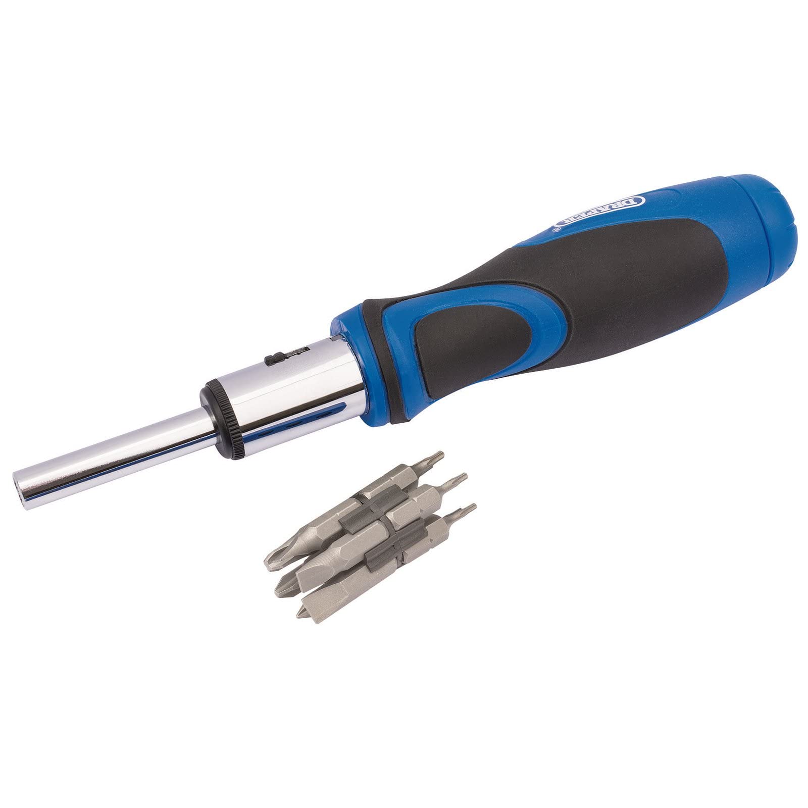Draper 43640 865/11 Ratchet Screwdriver and Bit Set, 1/4", 13 Pieces , Blue