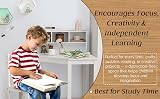 FEFE White Study Table and Chair Set for Kids Corner Desk 27x27 38H view 8