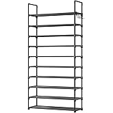 Kitsure Shoe Rack for Closet - 10-Tier Shoe Organizer with Hook Rack, Large-Capacity & Space-Saving Shoe Shelf for Entryway, 