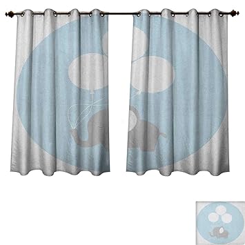 Elephant Nursery Bedroom Thermal Blackout Curtains Little Baby