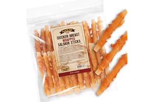Gootoe Chicken Breast Wrapped Salmon Sticks 1.5lb, All Natural, Grain-Free, Low Fat, Premium Training Chews, Healthy & Easily Digestible