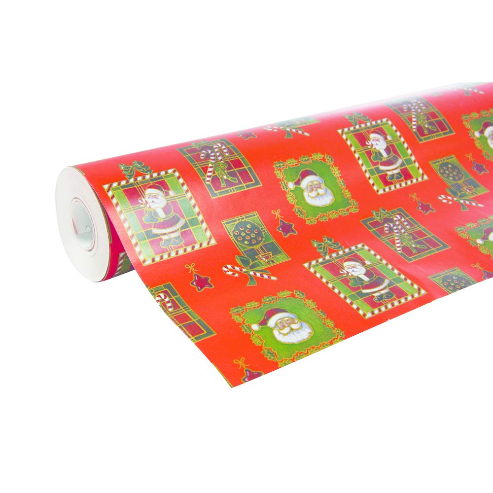 Clairefontaine 211302C - A Reel Of Gift Wrapping Paper - Alliance Paper 60g - 50x0,70m - Pattern : Santa Claus, Traditional Christmas, Mosaic - Gift Wrapping