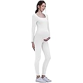 CFRTMTBB Maternity Jumpsuit Ribbed Long Sleeved Square Neck Romper Bodycon Yoga One Piece Pregnancy Bodysuit Shapewear