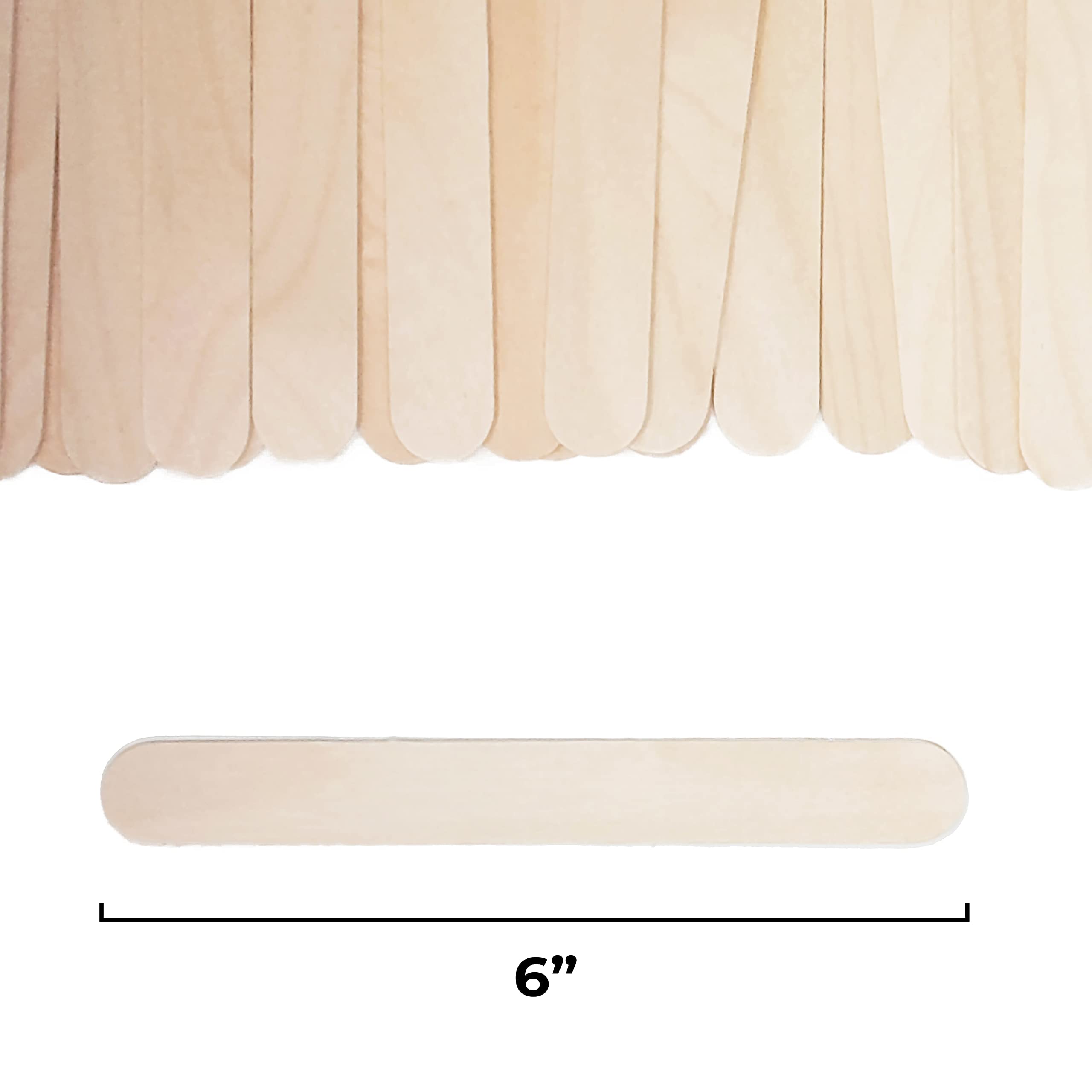Makerstep 6 Inch Jumbo Wooden Multi-Purpose Wax Sticks 100 Pack. Large Popsicle Sticks, Applicator, Spatulas for Waxing, Ideal for Body, Hair Removal, Craft, Ice Cream Sticks