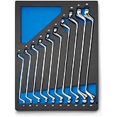 Capri Tools 75-Degree Deep Offset Double Box End Wrench Set, 6 to 24 mm, Metric, 10-Piece with Mechanic's Tray