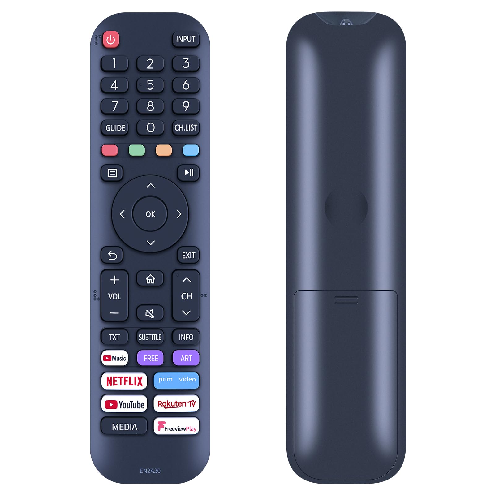 New EN2A30 Remote Control Replacement for Hisense VIDAA Smart TV, Compatible With 43A7300F 43A7300FTUK 43A7500F 50A7300F 55AE7210F 55A7300FTUK 65A7300F 65A7300FTUK HT266544