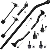 Detroit Axle - 10pc Suspension Kit for 2007-2017 Jeep Wrangler | 2018 Wrangler JK, 4 Front Upper &amp; Lower Ball Joints 2 Rear Sway Bar End Links 4 Inner Outer Tie Rod Ends Replacement