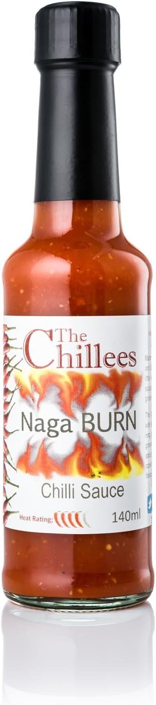 The Chillees Hot Chilli Sauce with Dorset Naga Burn Chillies 140ml Heat Rating 4